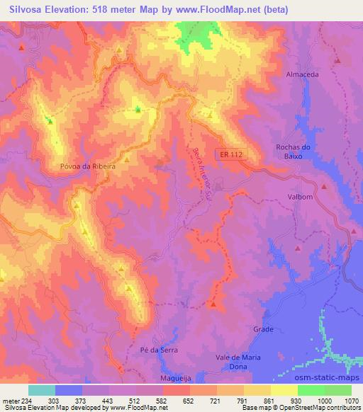Silvosa,Portugal Elevation Map