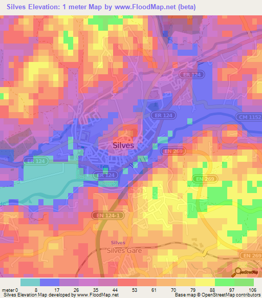 Silves,Portugal Elevation Map