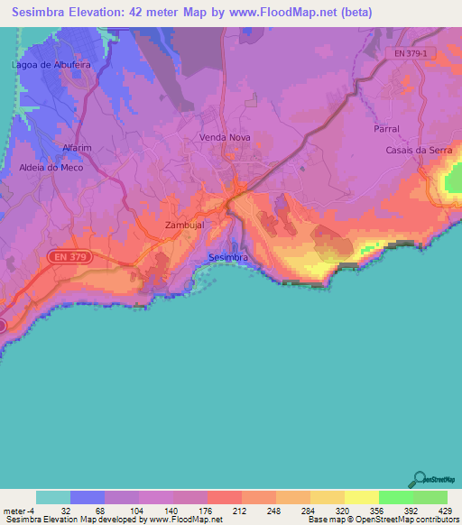 Sesimbra,Portugal Elevation Map