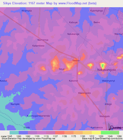 Sikye,Uganda Elevation Map