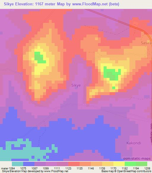 Sikye,Uganda Elevation Map