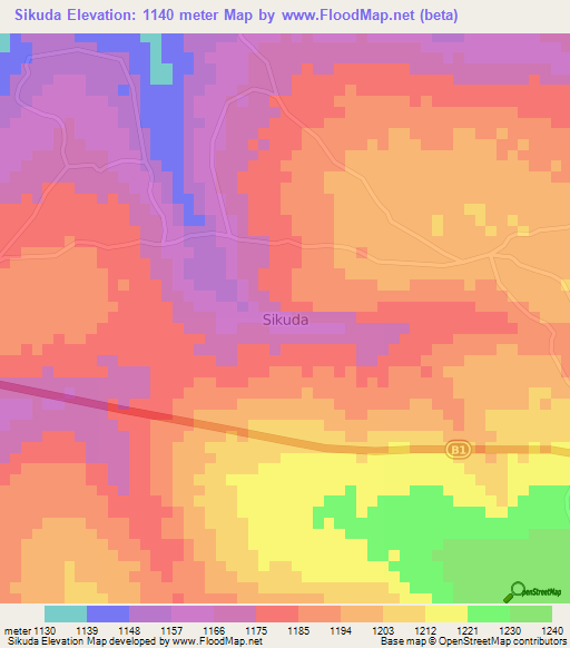 Sikuda,Uganda Elevation Map