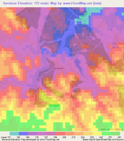 Serranos,Portugal Elevation Map