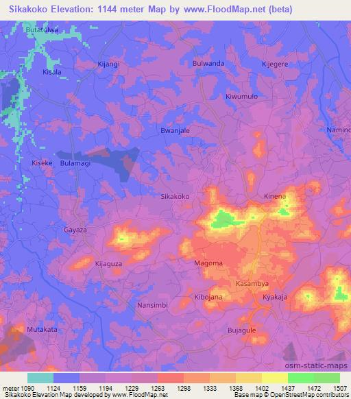 Sikakoko,Uganda Elevation Map