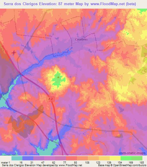 Serra dos Clerigos,Portugal Elevation Map