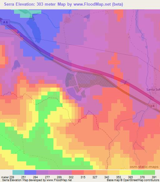 Serra,Portugal Elevation Map