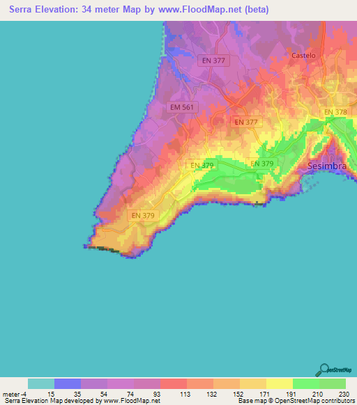 Serra,Portugal Elevation Map