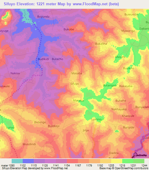 Sifuyo,Uganda Elevation Map