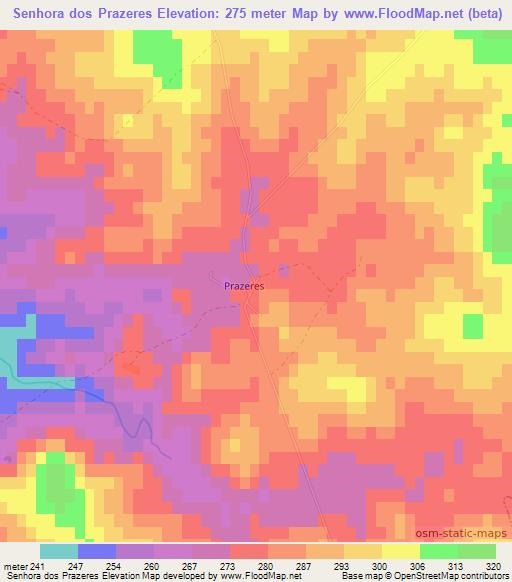 Senhora dos Prazeres,Portugal Elevation Map