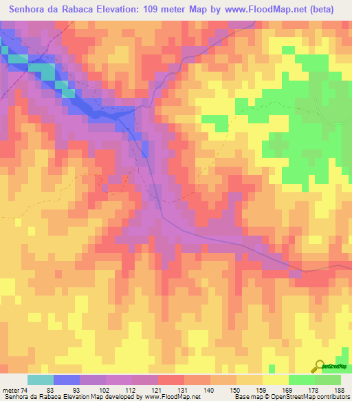 Senhora da Rabaca,Portugal Elevation Map