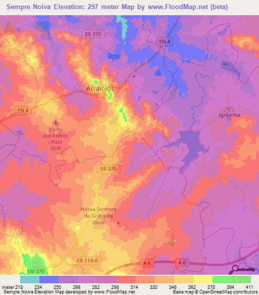 Sempre Noiva,Portugal Elevation Map