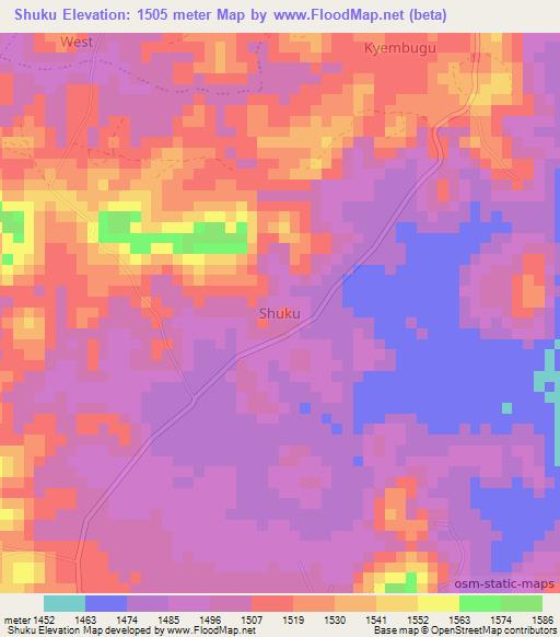 Shuku,Uganda Elevation Map