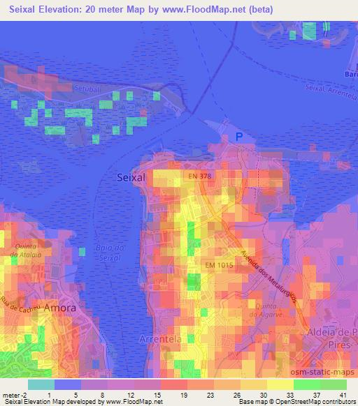 Seixal,Portugal Elevation Map