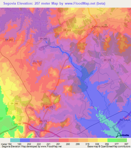 Segovia,Portugal Elevation Map