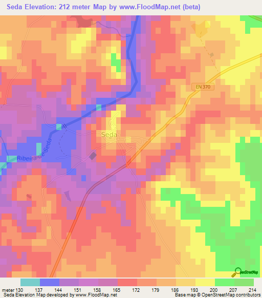 Seda,Portugal Elevation Map
