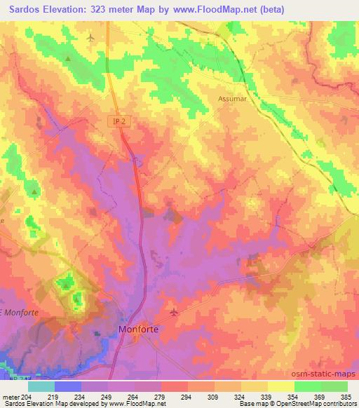 Sardos,Portugal Elevation Map