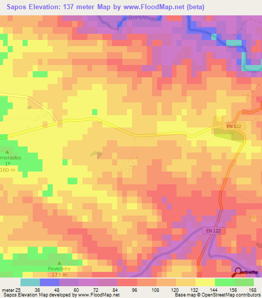 Sapos,Portugal Elevation Map