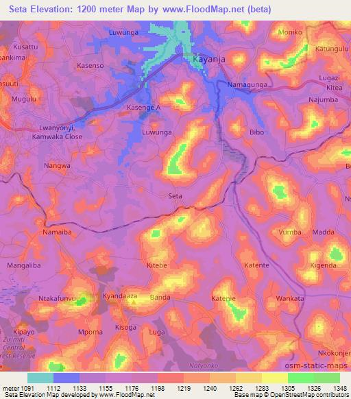 Seta,Uganda Elevation Map
