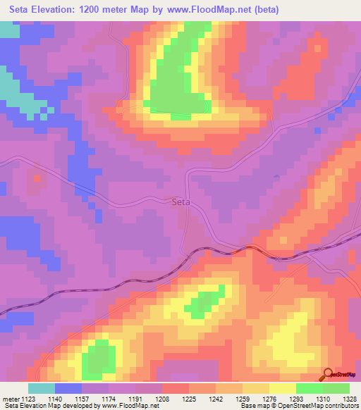 Seta,Uganda Elevation Map