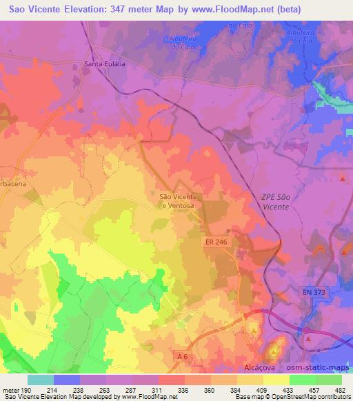 Sao Vicente,Portugal Elevation Map