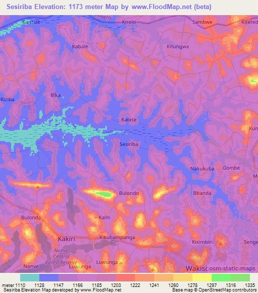 Sesiriba,Uganda Elevation Map