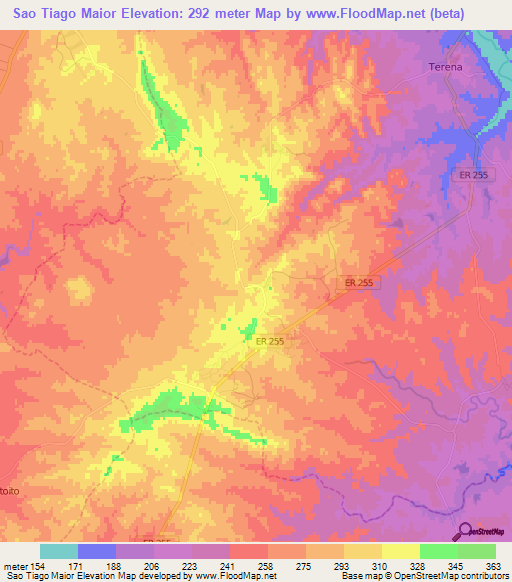 Sao Tiago Maior,Portugal Elevation Map