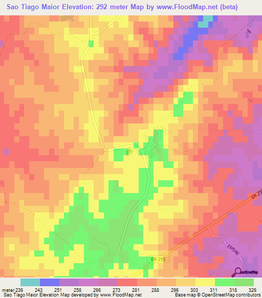 Sao Tiago Maior,Portugal Elevation Map
