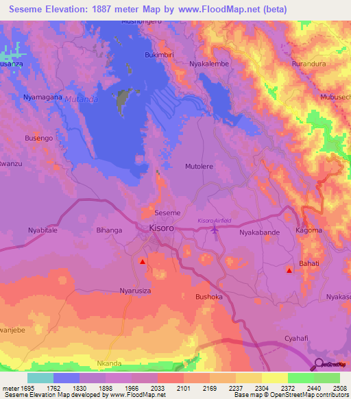 Seseme,Uganda Elevation Map