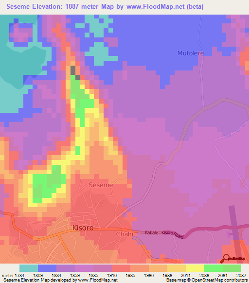 Seseme,Uganda Elevation Map