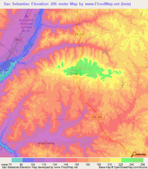 Sao Sebastiao,Portugal Elevation Map