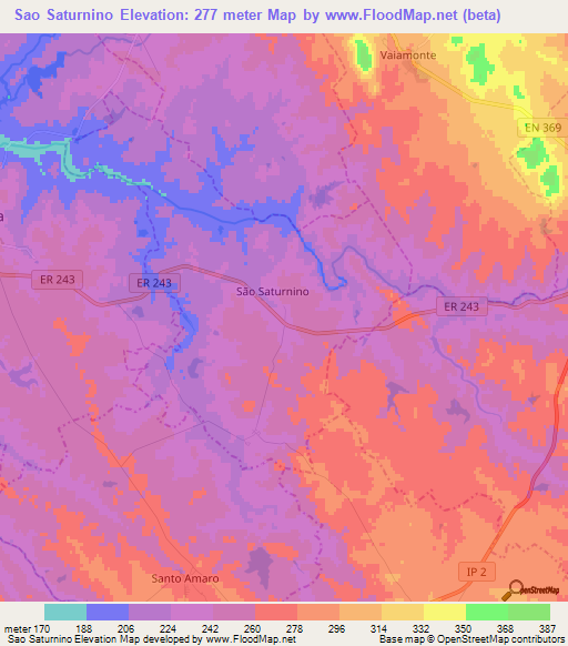 Sao Saturnino,Portugal Elevation Map