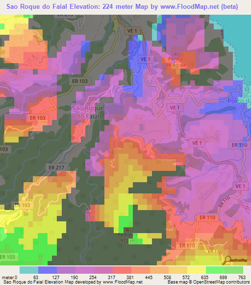 Sao Roque do Faial,Portugal Elevation Map