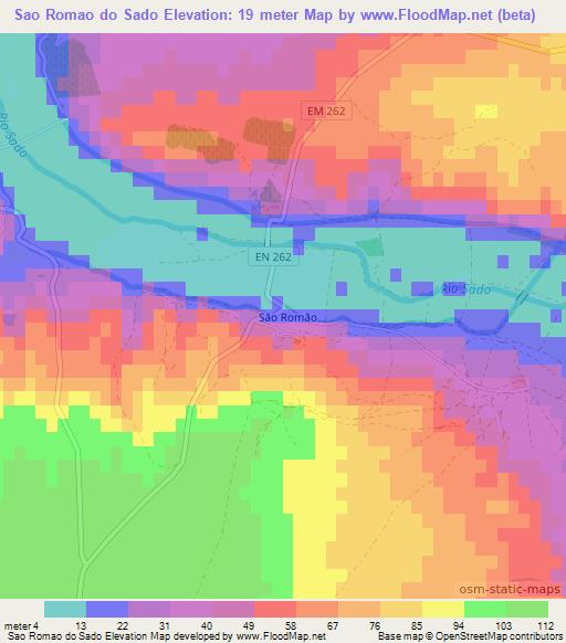 Sao Romao do Sado,Portugal Elevation Map
