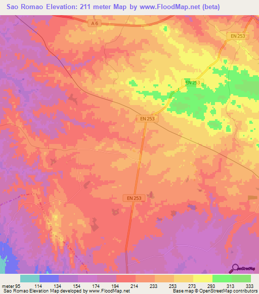 Sao Romao,Portugal Elevation Map