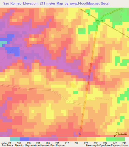 Sao Romao,Portugal Elevation Map