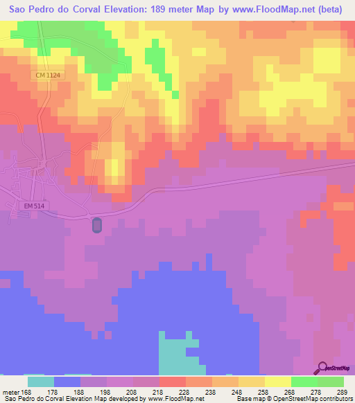 Sao Pedro do Corval,Portugal Elevation Map