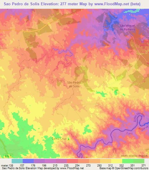 Sao Pedro de Solis,Portugal Elevation Map