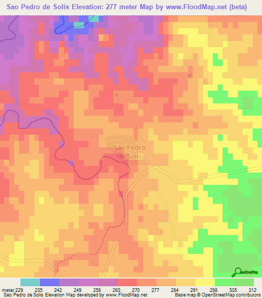 Sao Pedro de Solis,Portugal Elevation Map