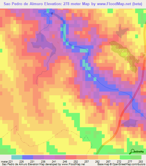 Sao Pedro de Almuro,Portugal Elevation Map