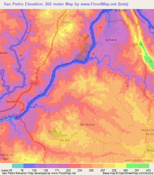 Sao Pedro,Portugal Elevation Map