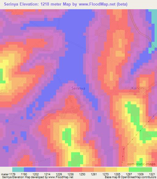 Serinya,Uganda Elevation Map