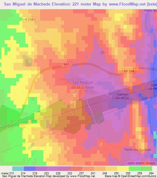 Sao Miguel de Machede,Portugal Elevation Map