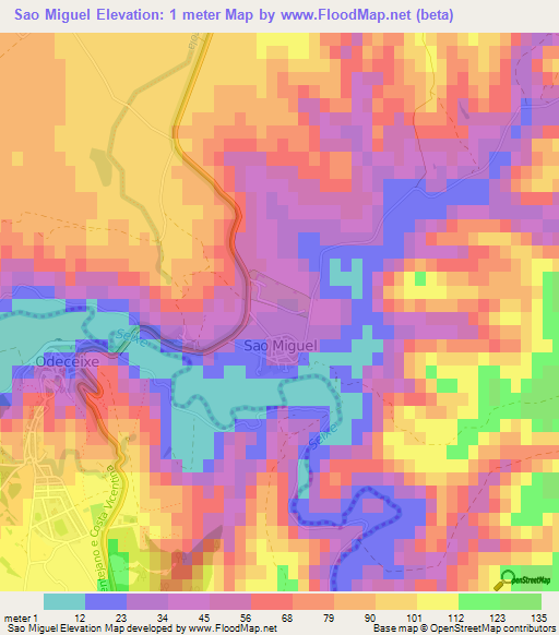 Sao Miguel,Portugal Elevation Map