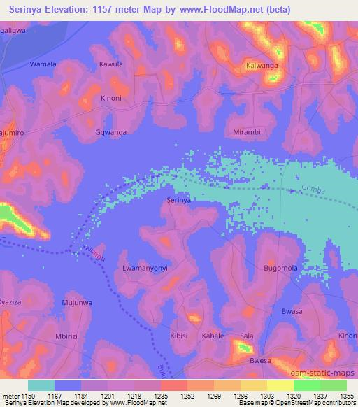 Serinya,Uganda Elevation Map