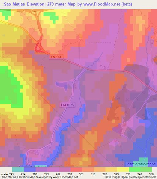 Sao Matias,Portugal Elevation Map