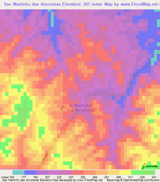 Sao Martinho das Amoreiras,Portugal Elevation Map