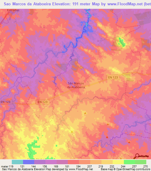 Sao Marcos da Ataboeira,Portugal Elevation Map