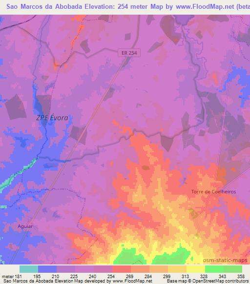 Sao Marcos da Abobada,Portugal Elevation Map