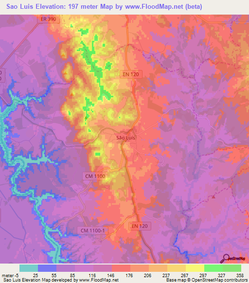 Sao Luis,Portugal Elevation Map