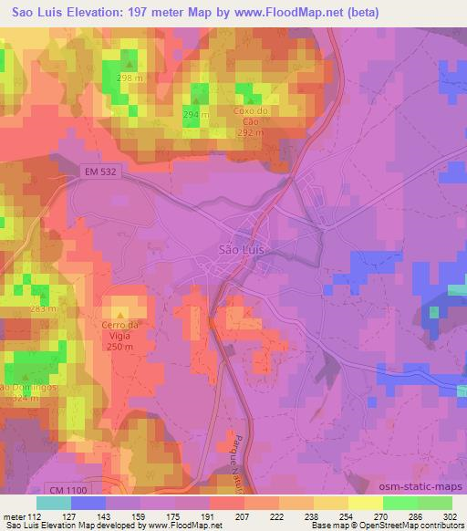 Sao Luis,Portugal Elevation Map